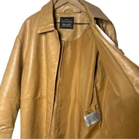 Levi's Oversize Tan Faux Leather Relaxed Button Front Jacket Size Large - Picture 5 of 16